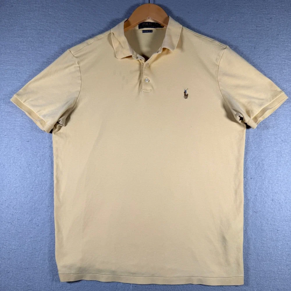 Polo‎ Ralph Lauren Mens Classic Fit Short Sleeve Cotton Polo Shirt Yellow Size M